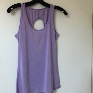 purple striped workout shirt